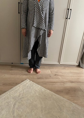 Gri Ekose Uzun Rahat Kesim  kaban - Görsel 4