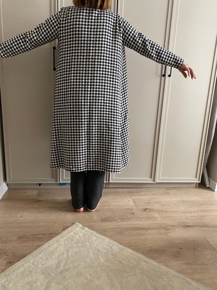 Gri Ekose Uzun Rahat Kesim  kaban - Görsel 2