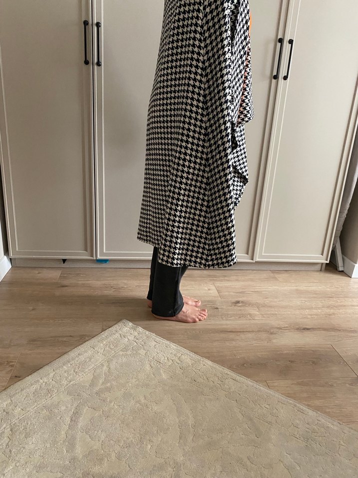 Gri Ekose Uzun Rahat Kesim  kaban - Görsel 3