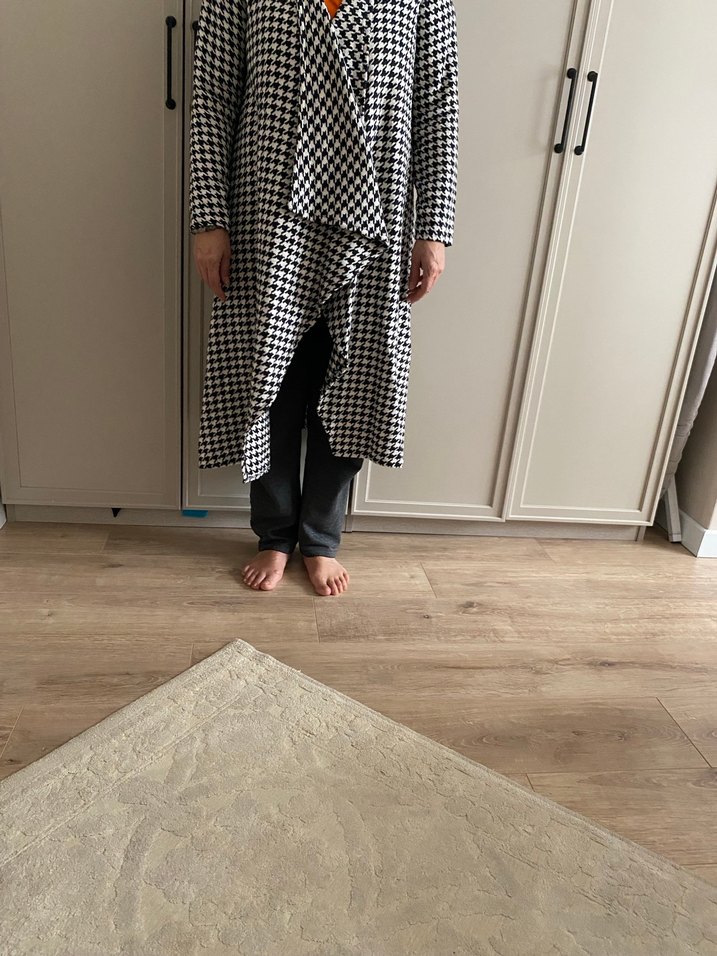 Gri Ekose Uzun Rahat Kesim  kaban - Görsel 4