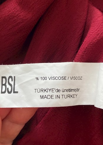 Bordo Keten Drapeli Uzun Elbise - Görsel 4