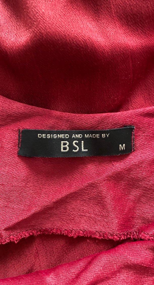 Bordo Keten Drapeli Uzun Elbise - Görsel 3