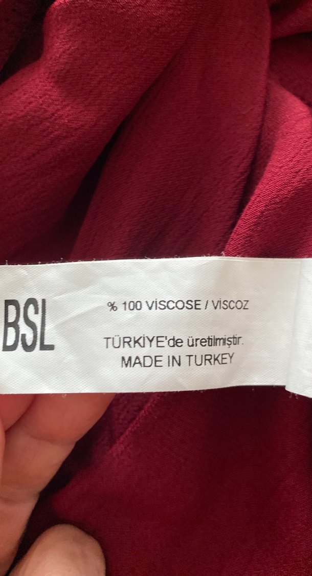 Bordo Keten Drapeli Uzun Elbise - Görsel 4