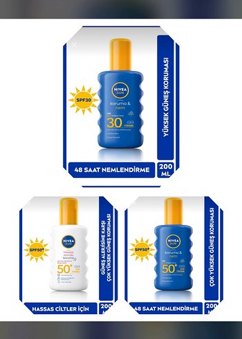 Nivea Güneş Koruyucu Losyon SPF30 ve SPF50