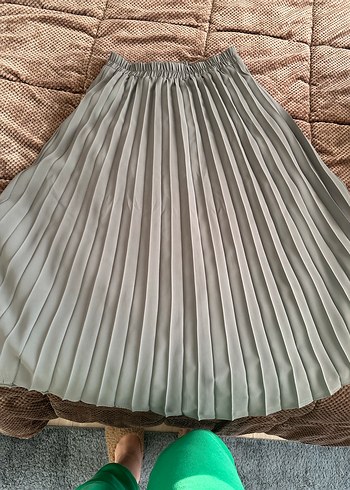 Beli Lastikli Piliseli Hamile Midi Etek - Görsel 3