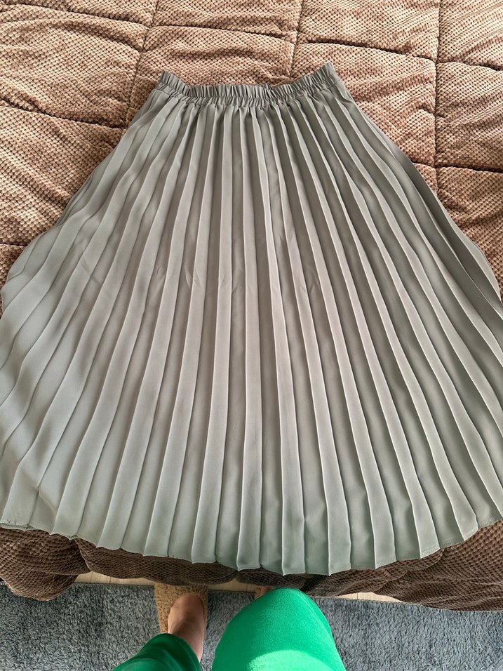 Beli Lastikli Piliseli Hamile Midi Etek - Görsel 3