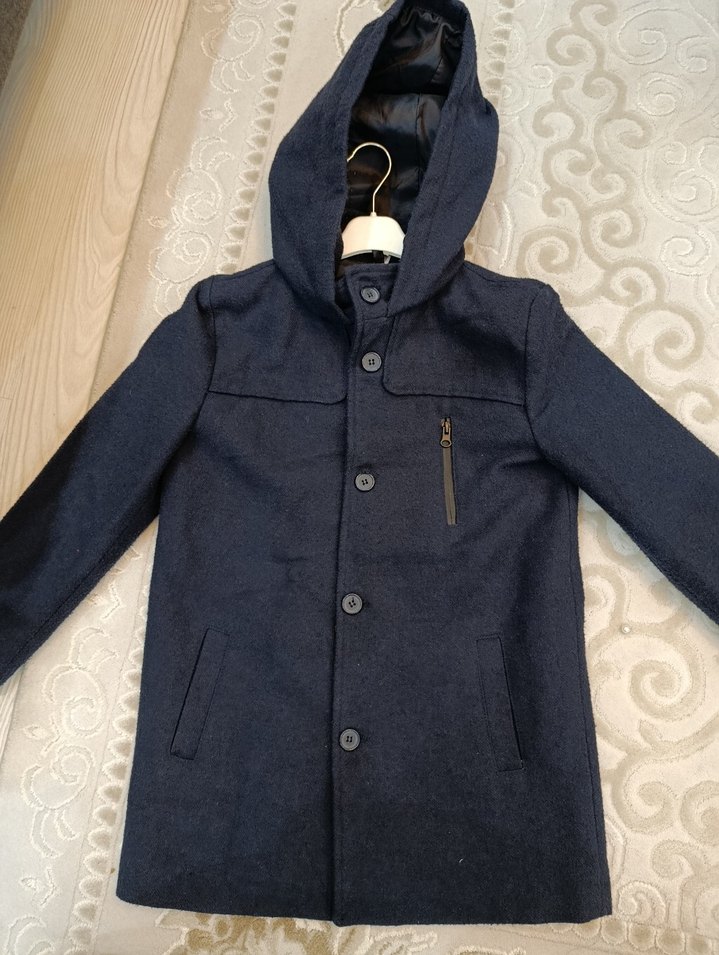 Lacivert Kapüşonlu Erkek Çocuk Kaban - Görsel 2