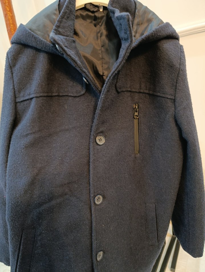 Lacivert Kapüşonlu Erkek Çocuk Kaban - Görsel 3