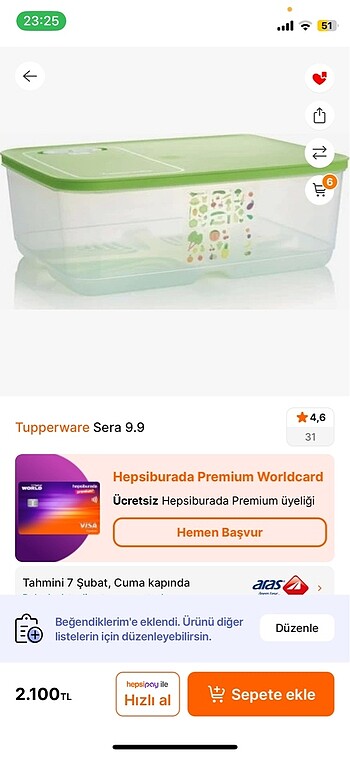 Tupperware Sera 9.9 lt