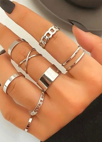 Accessorize Bohem Gümüş Renkli Minimalist Kadın Yüzük Seti