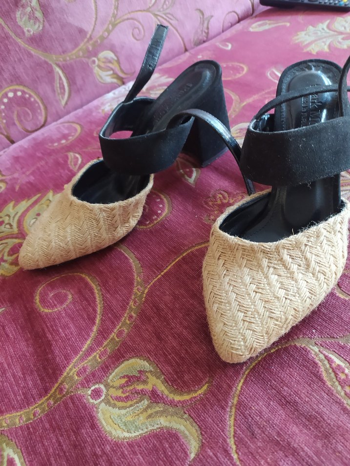 Bej Kadın Hasır Espadril Topuklu Ayakkabı - Görsel 4