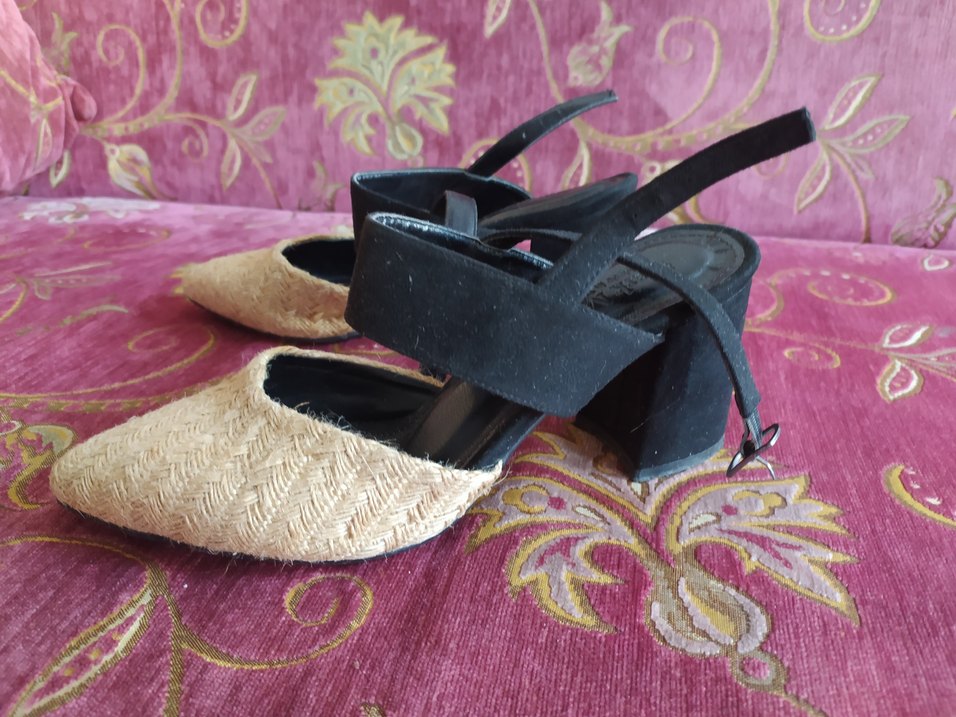 Bej Kadın Hasır Espadril Topuklu Ayakkabı - Görsel 5