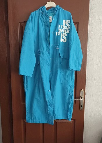 Mavi Uzun Sokak Stili Kadın Yağmurluk - Görsel 2