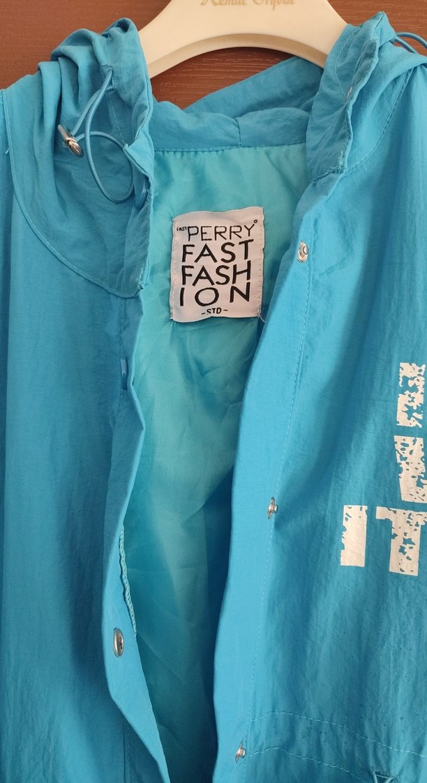 Mavi Uzun Sokak Stili Kadın Yağmurluk - Görsel 5