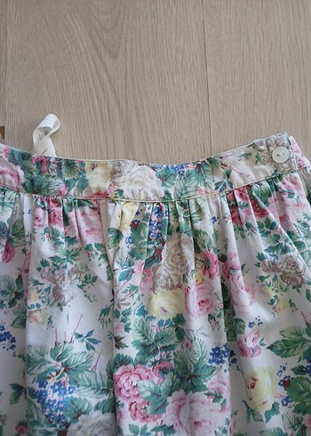 Pembe Çiçekli Pilili Midi Etek - Görsel 2