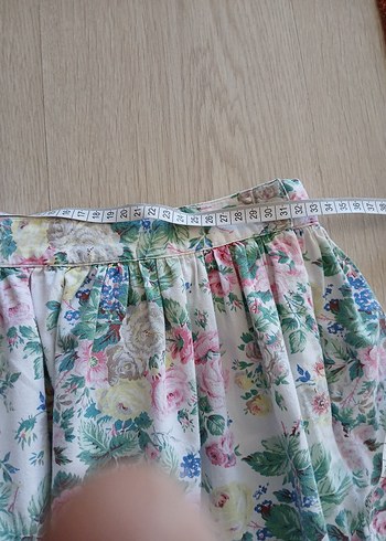 Pembe Çiçekli Pilili Midi Etek - Görsel 4