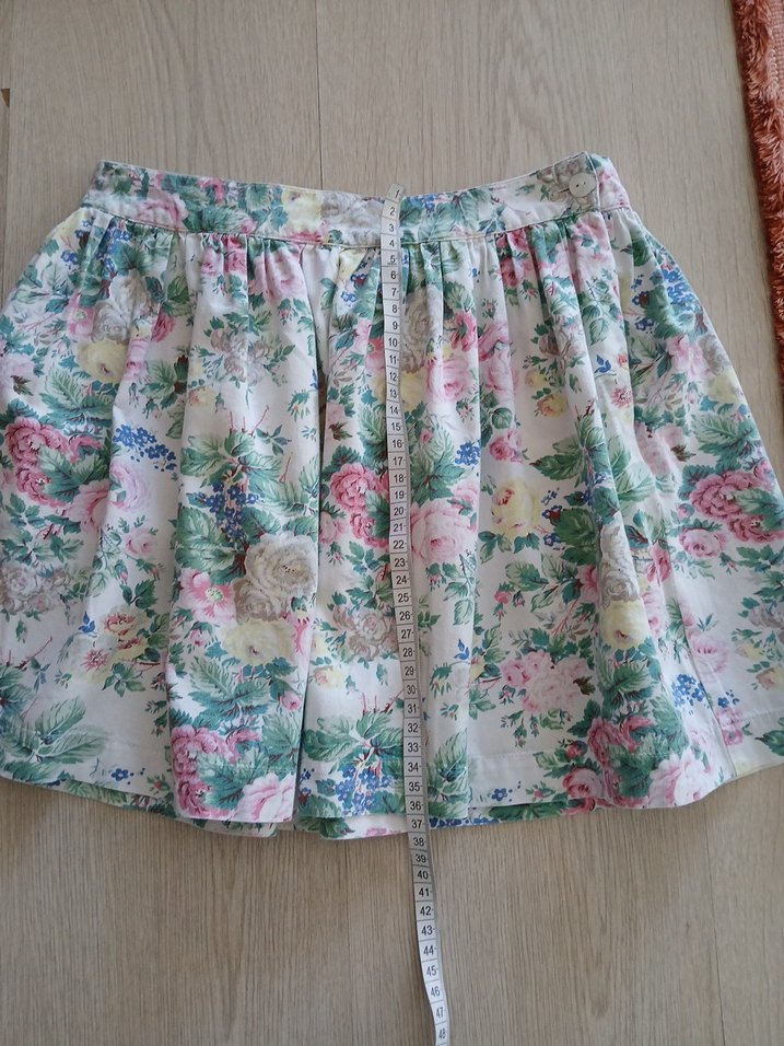 Pembe Çiçekli Pilili Midi Etek - Görsel 5