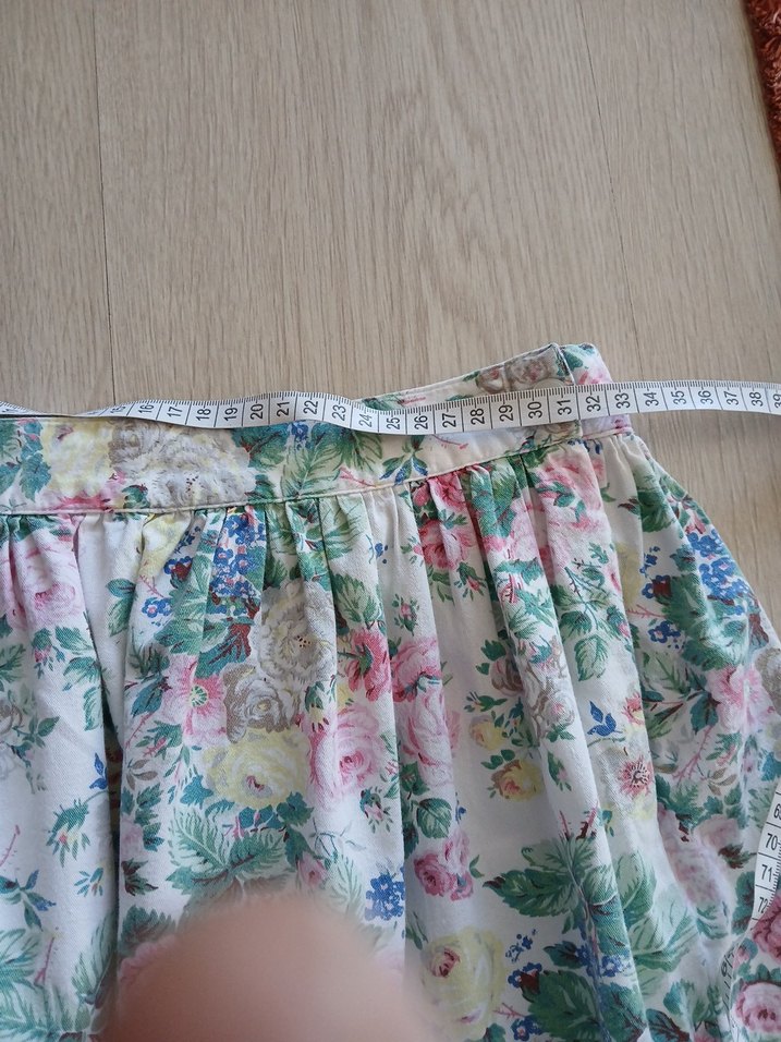 Pembe Çiçekli Pilili Midi Etek - Görsel 4