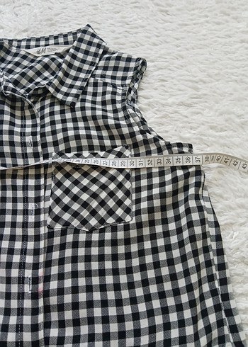 Gri Kareli Düğmeli Bağlamalı Kolsuz Gömlek - Görsel 3