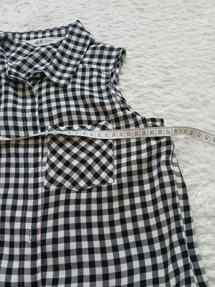 Gri Kareli Düğmeli Bağlamalı Kolsuz Gömlek - Görsel 3