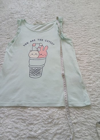 Kolsuz Turkuaz Baskılı Kız Tişörtü - Görsel 4