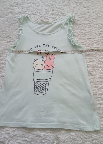 Kolsuz Turkuaz Baskılı Kız Tişörtü - Görsel 3