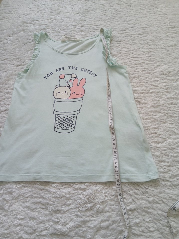 Kolsuz Turkuaz Baskılı Kız Tişörtü - Görsel 4