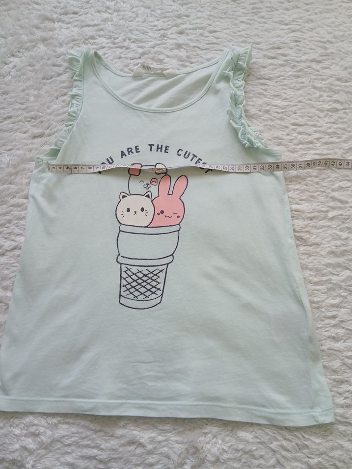 Kolsuz Turkuaz Baskılı Kız Tişörtü - Görsel 3