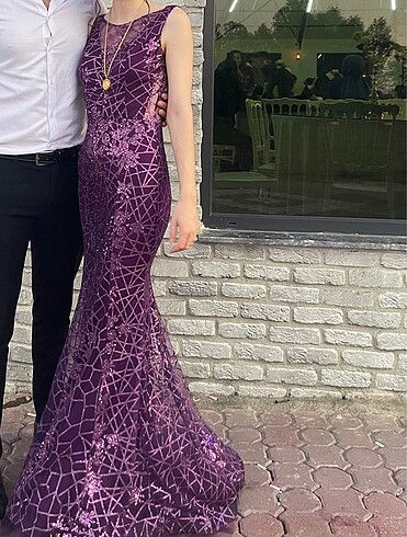 Mor abiye elbise