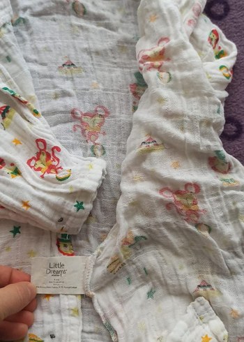 Kız Çocuk  Desenli Keten Bornoz - Görsel 4