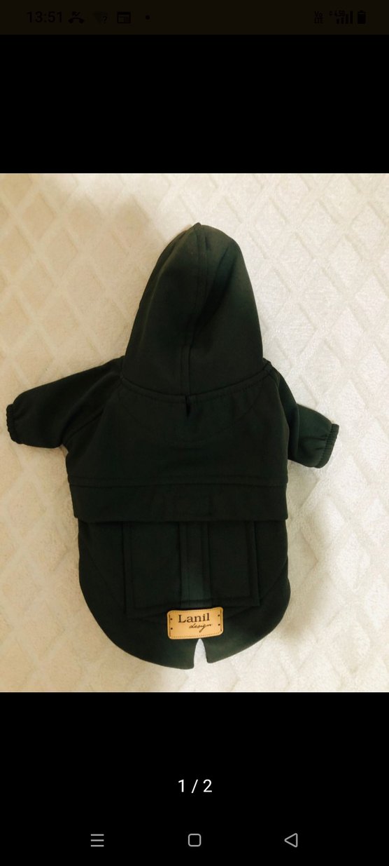 Kemerli Siyah Kapüşonlu Köpek Kıyafeti - Görsel 2