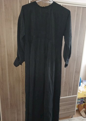 m Beden pamuk kupra siyah elbise