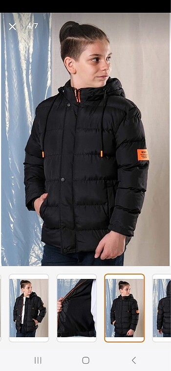 xxl Beden Erkek Çocuk Kapüşonlu Şişme Siyah Mont