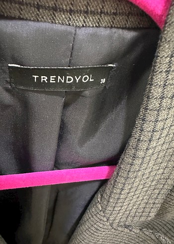 Gri Ekose Düğmeli Kadın Blazer Ceket - Görsel 4