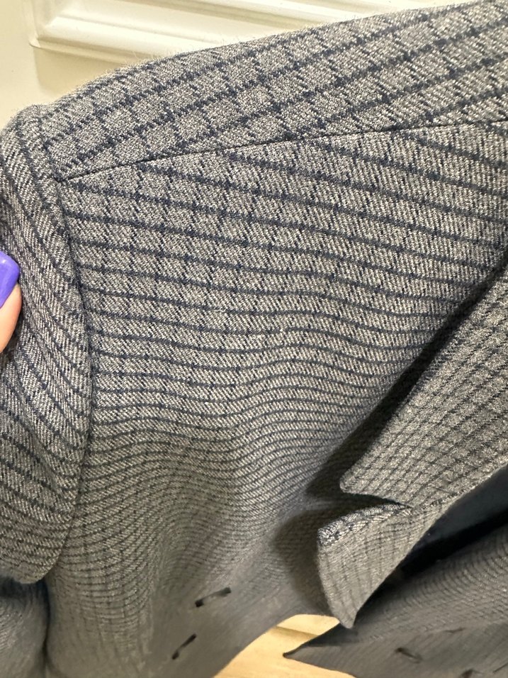 Gri Ekose Düğmeli Kadın Blazer Ceket - Görsel 5