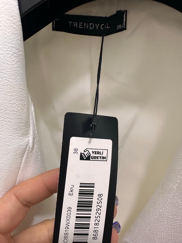 Beyaz Düğmeli Kadın Blazer Ceket - Görsel 2