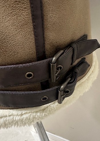 Zara Kürklü Kahverengi Deri Kadın Yelek - Görsel 6