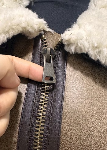 Zara Kürklü Kahverengi Deri Kadın Yelek - Görsel 5