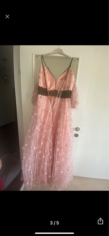 Pudra rengi 3 boyutlu abiye - Görsel 2