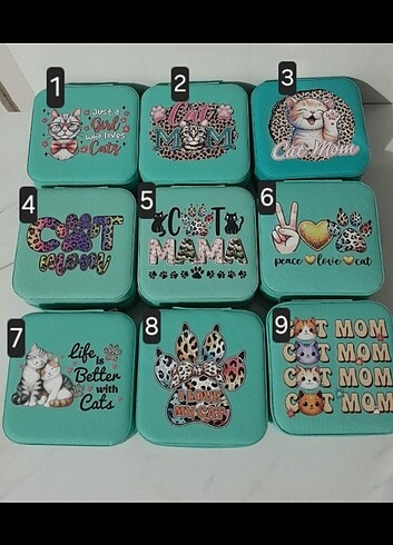 Kedi desenli takı kutusu 