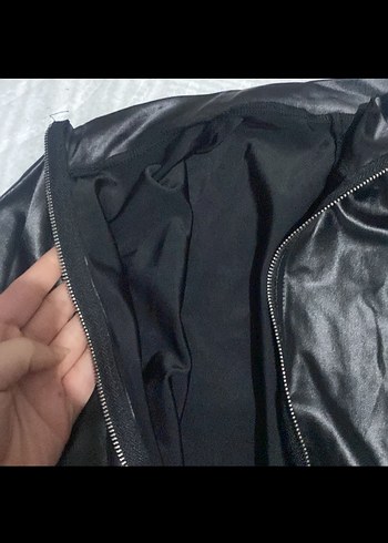 Siyah Deri Kadın Tulum - Uzun Kollu, Fermuarlı - Görsel 5