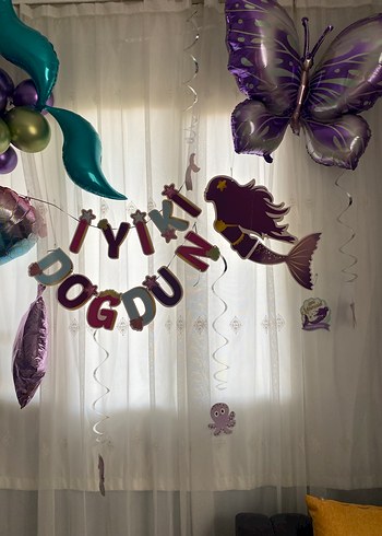 Pastel Renkli Deniz Kızı Balon Süsleme - Görsel 2