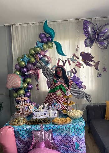 Pastel Renkli Deniz Kızı Balon Süsleme - Görsel 13