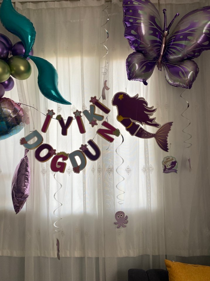 Pastel Renkli Deniz Kızı Balon Süsleme - Görsel 2