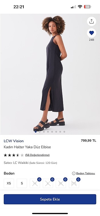 m Beden LCW YIRTMAÇLI MIDI ELBİSE