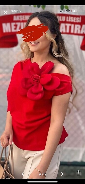 Zara Kırmızı Tasarım Bluz