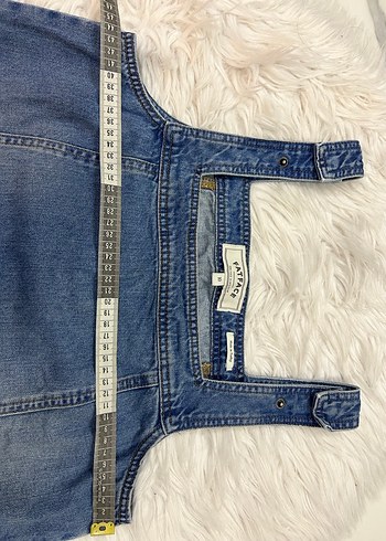 Kadın Mavi Denim Midi Salopet - Görsel 3