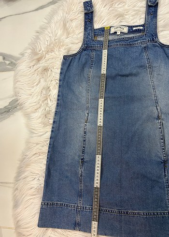 Kadın Mavi Denim Midi Salopet - Görsel 4