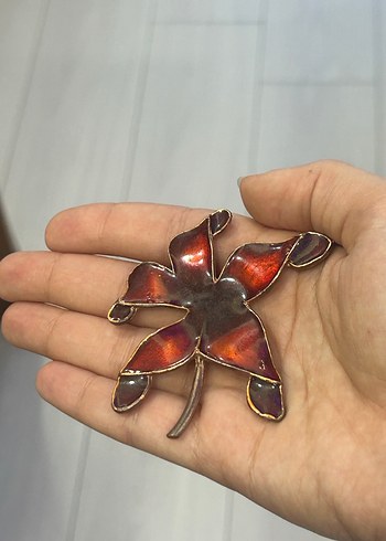 BAKIR Çiçek Desenli Broş - Görsel 4