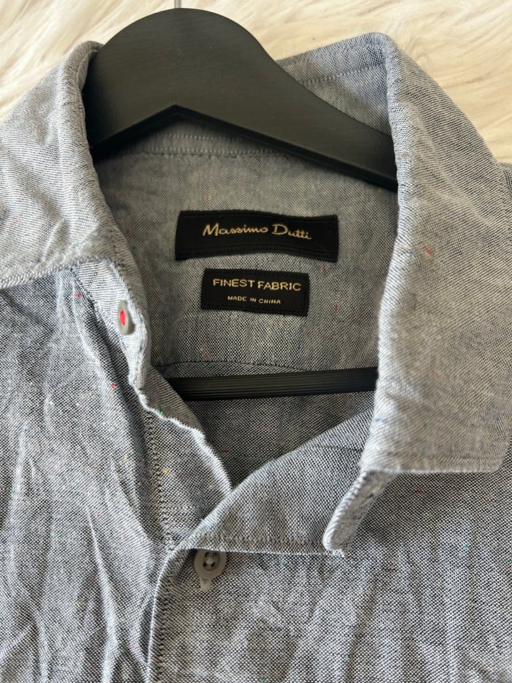 Erkek Gri Keten Uzun Kollu Gömlek - Görsel 3